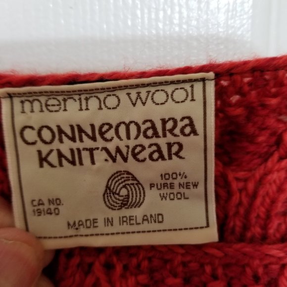 Connemara Knit Wear Orange Merino wool Sweater. - Picture 3 of 4